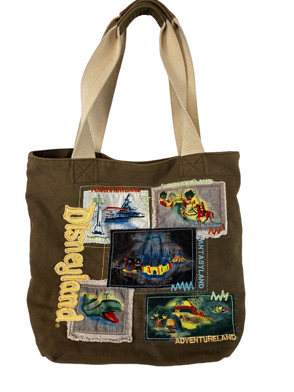 Disney Parks Disneyland Lands Canvas Tote Bag Retro 2026 Brown